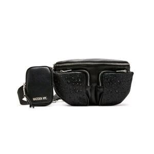 Steve Madden NYC Black Embellished Crystal Fanny Waist Crossbody Bag New Pouch